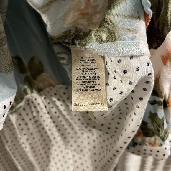 Soft Surroundings Montage Blouse Women's Size Large Blue Floral Polka Dots - Picture 3 of 10
